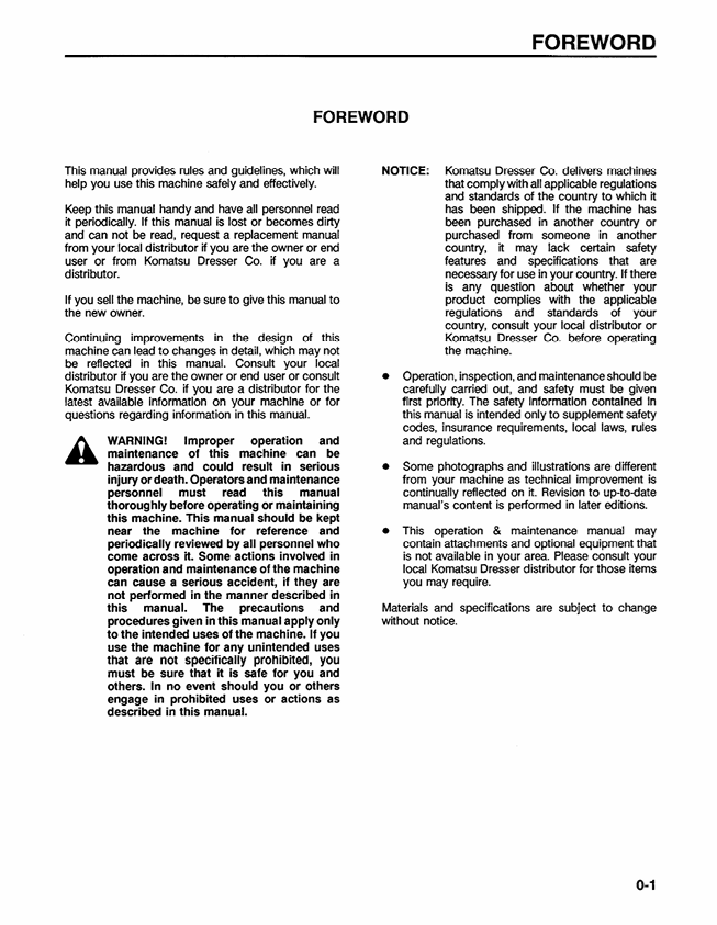 Komatsu WA320-1LC Wheel Loader O&M Manual PDF – CEAMW19021