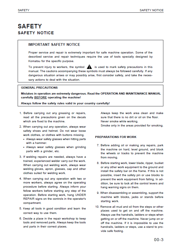 Komatsu WA320-3 Wheel Loader Workshop and Repair Guide
