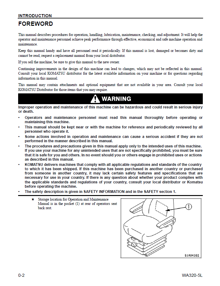 Komatsu WA320-5L Wheel Loader Service & Maintenance Manual (CEAM012203)