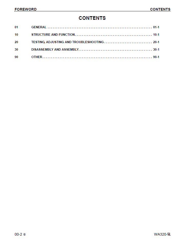 Komatsu WA320-5L Wheel Loader Service Repair Manual PDF