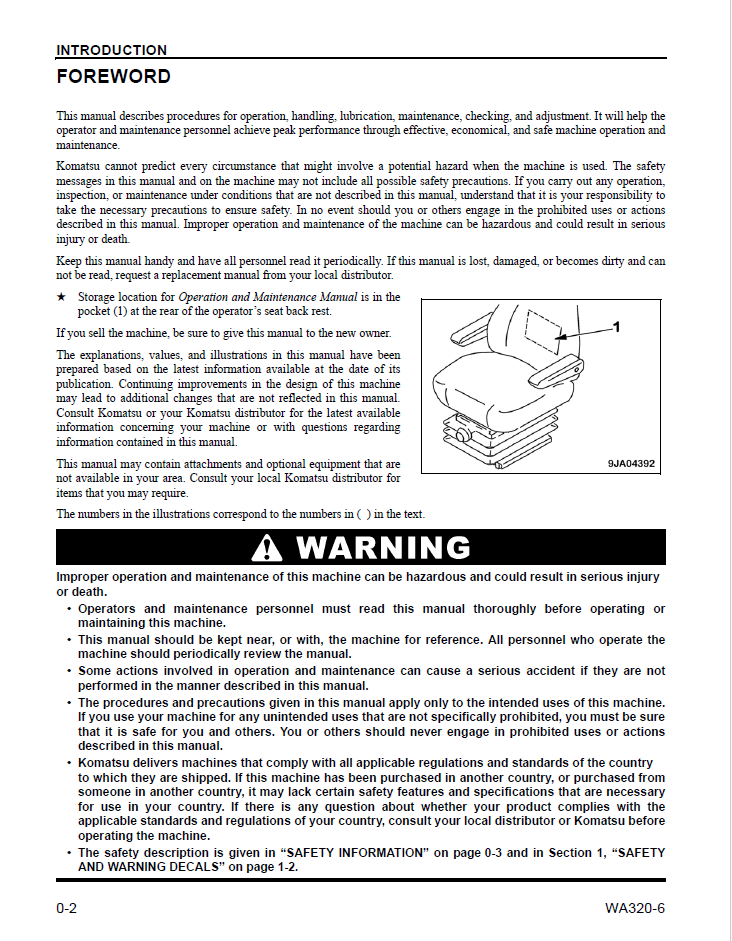 Komatsu WA320-6 Operation & Maintenance Manual CEAM023303