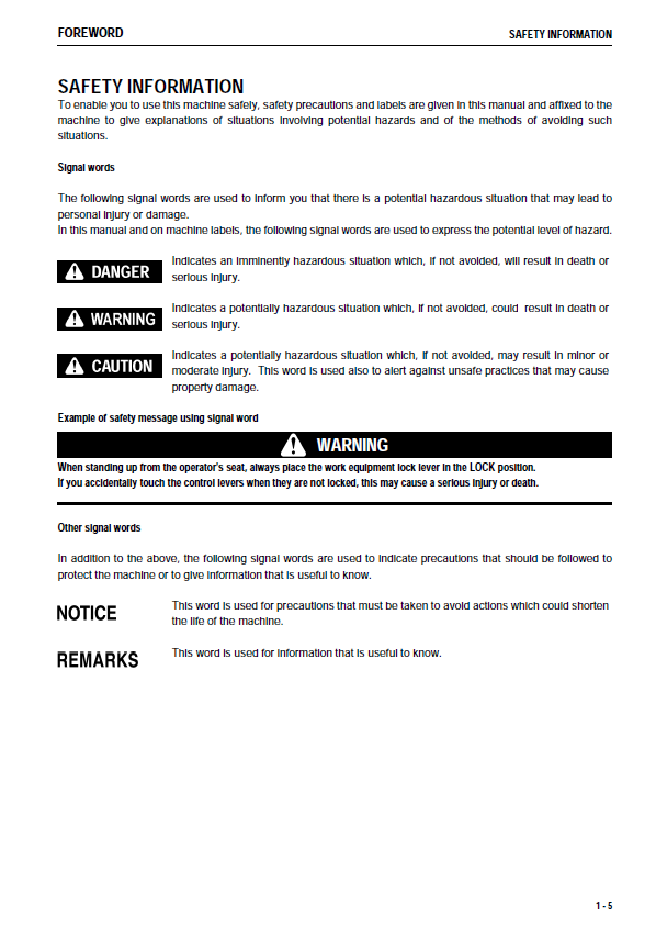 Komatsu WA320L-5 Wheel Loader Repair & Operation Manual PDF