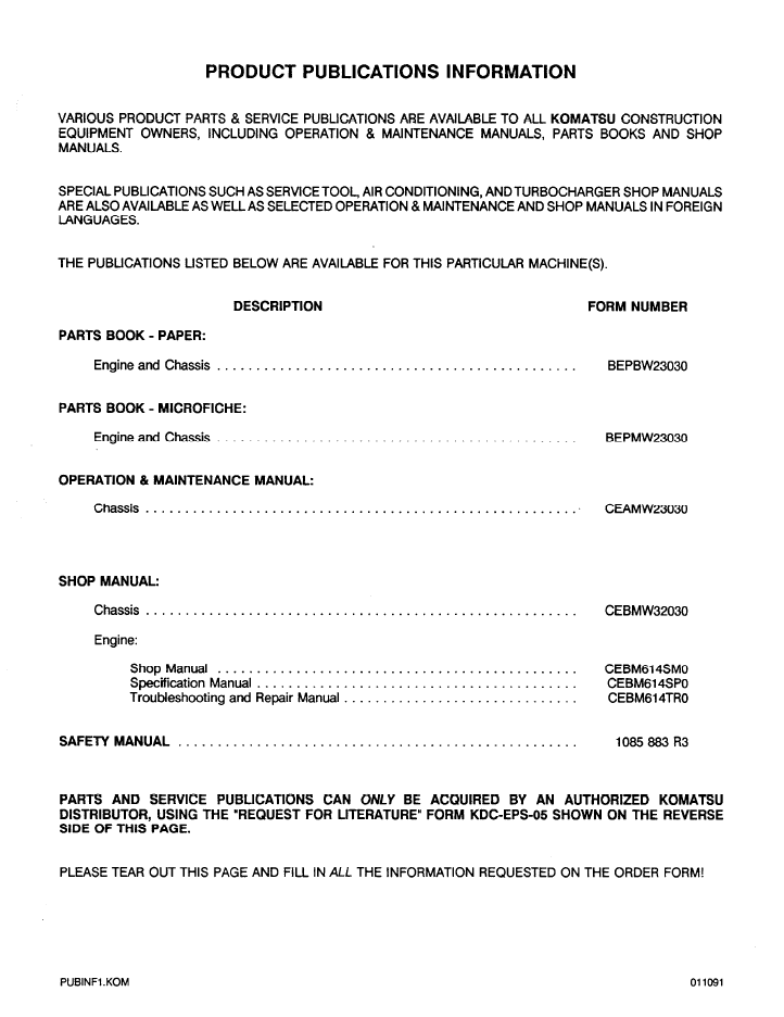 Komatsu WA380-1LC Workshop Manual CEBDW23030 PDF