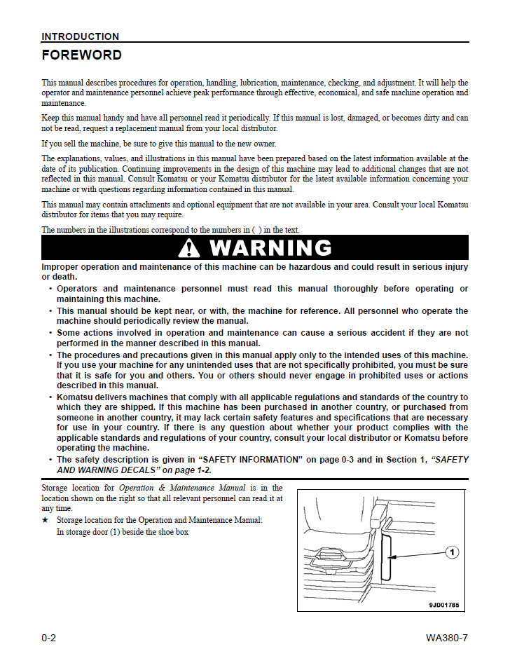 Komatsu WA380-7 Operation & Maintenance Manual CEAM025805