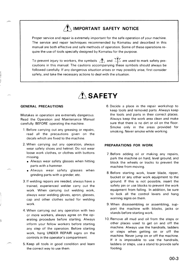 Komatsu WA40-1 Engine Service and Workshop Manual PDF
