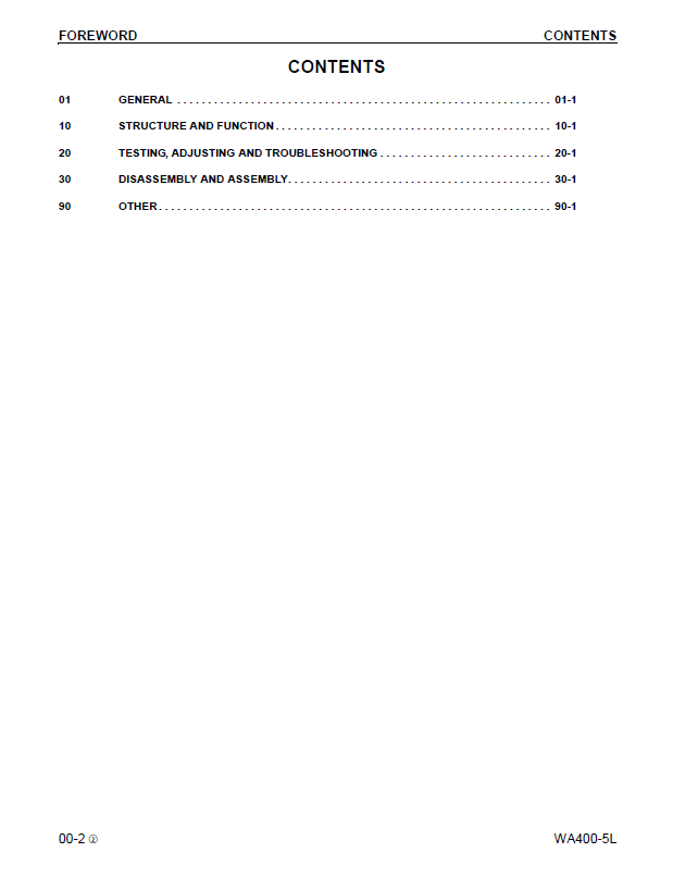 Komatsu WA400-5L Shop Repair Manual CEBM010002 PDF
