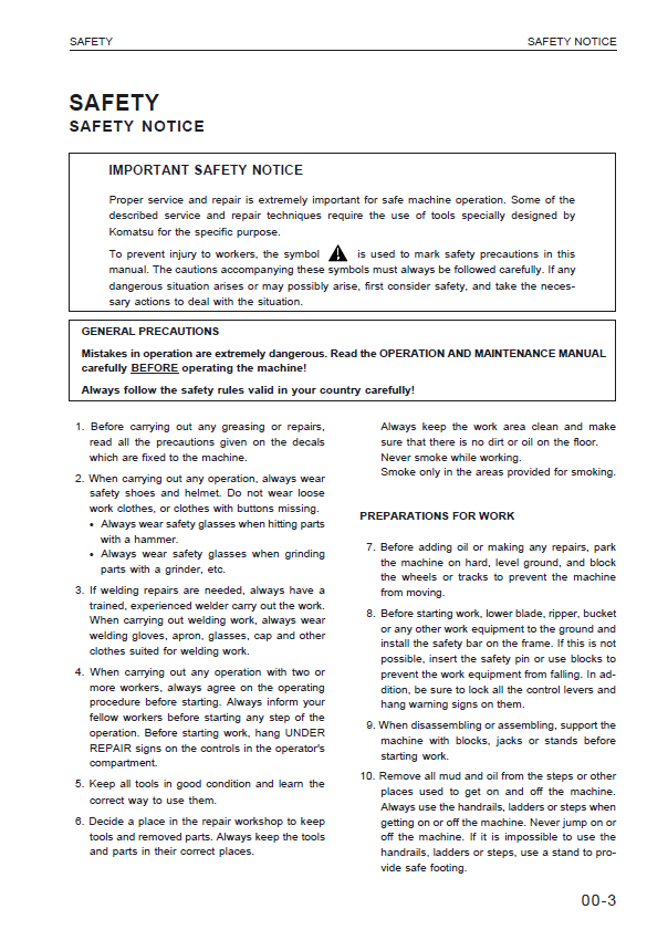 Komatsu WA420-3 Wheel Loader Service and Repair Guide