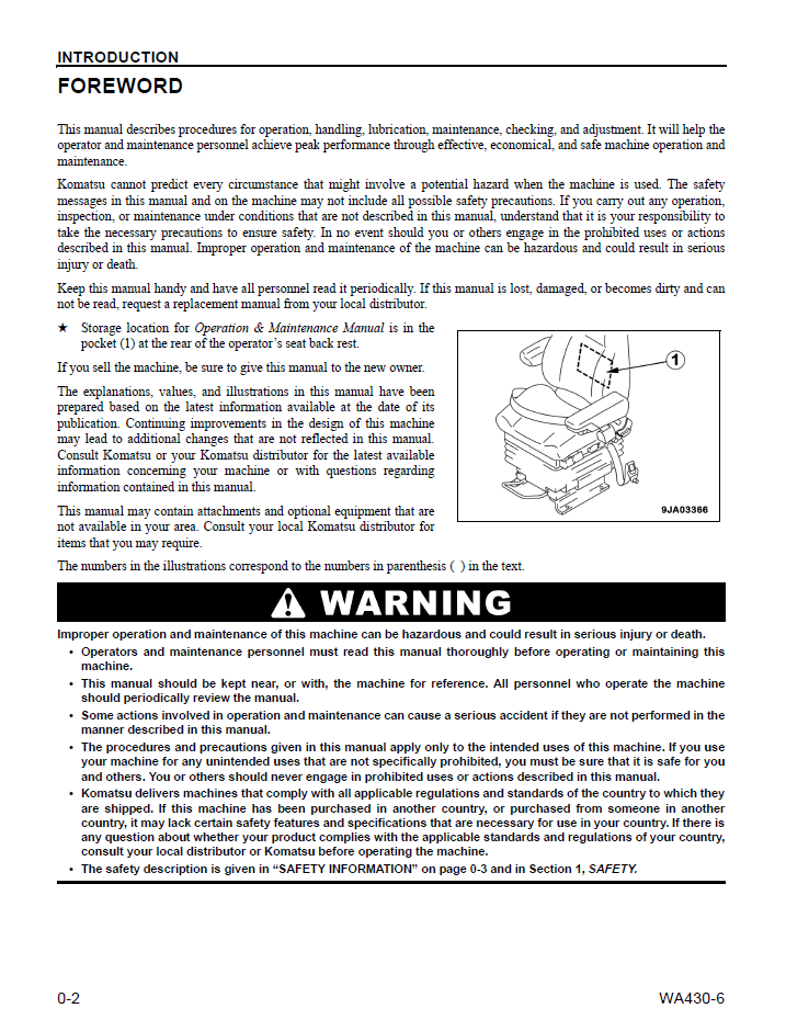 Komatsu WA430-6 Operation & Maintenance Manual CEAM023104