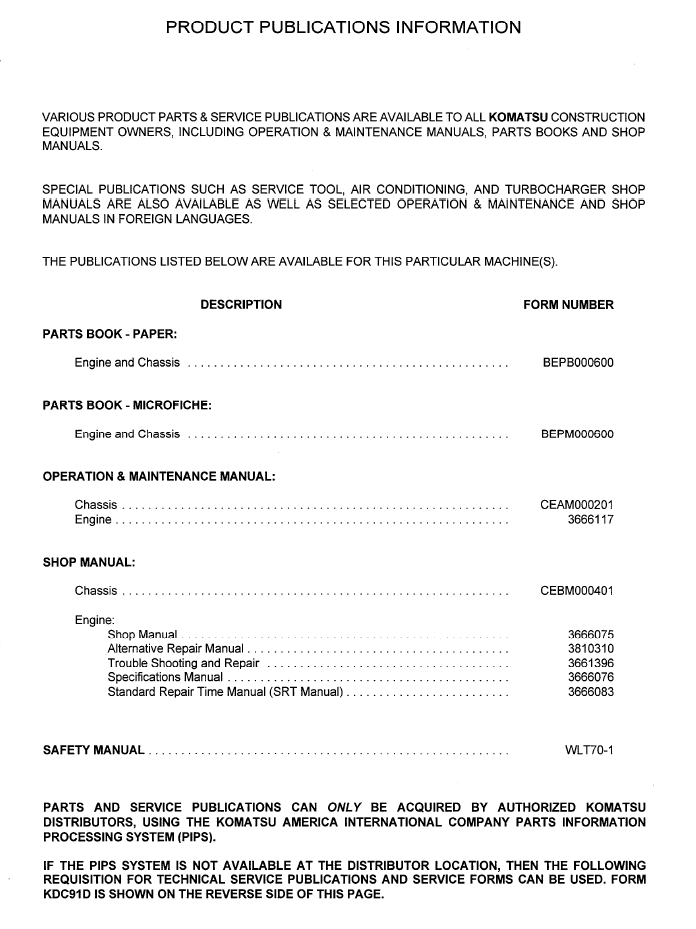 Komatsu WA450-3 Shop Repair Manual CEBD000401 PDF