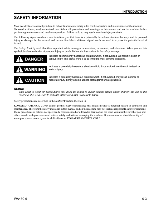 Komatsu WA450-6 Operation & Maintenance Manual – Wheel Loader PDF