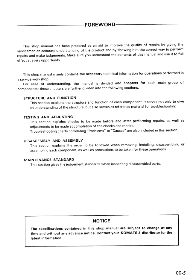 Komatsu WA470-1 Technical Repair Guide SEBMU4210106 PDF