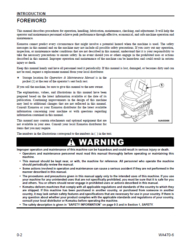 Komatsu WA470-6 Operation & Maintenance Manual CEAM023502