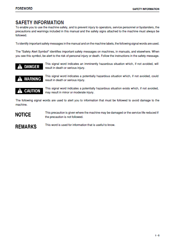 Komatsu WA470-6 Wheel Loader Operator and Maintenance Handbook