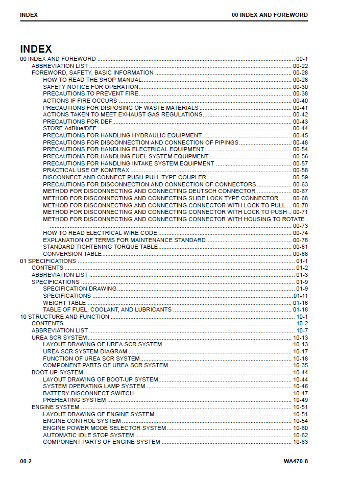 Komatsu WA470-8 Wheel Loader Service Manual SEN06514-08