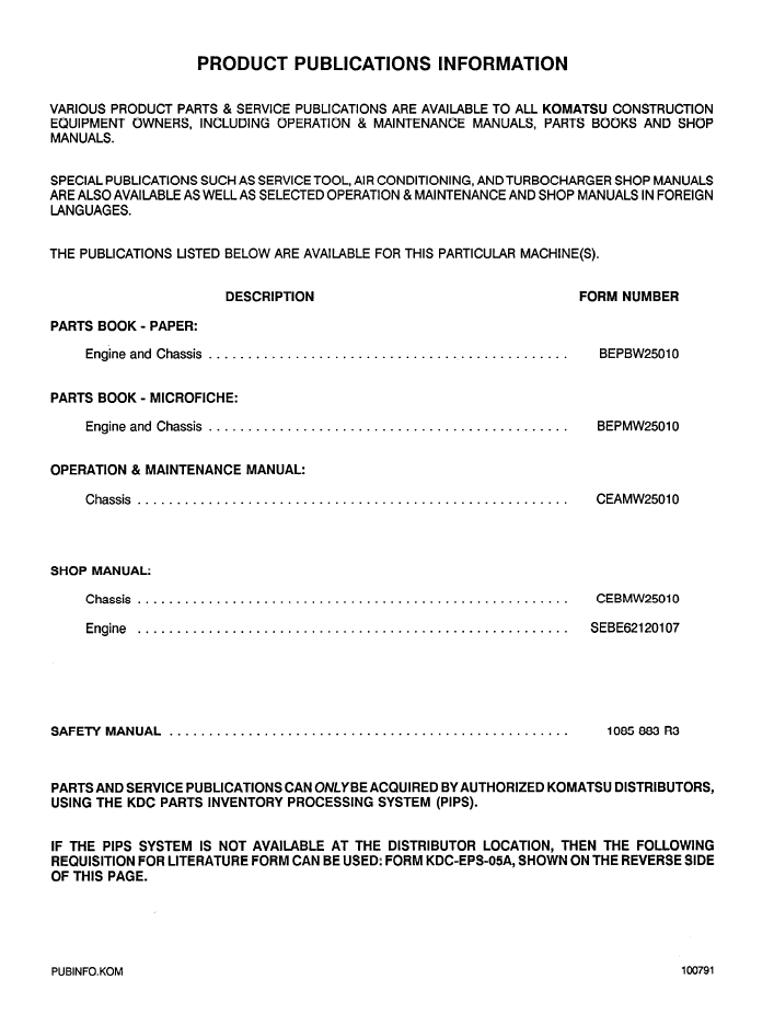 Komatsu WA500-1L Workshop Manual CEBDW25010 PDF