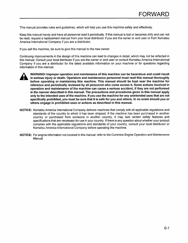 Komatsu WA500-1 Wheel Loader Operator & Maintenance Manual PDF