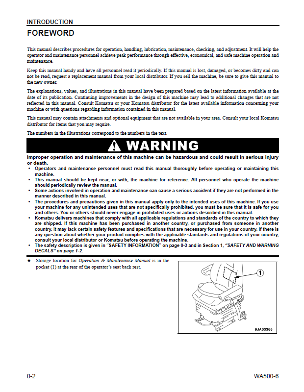 Komatsu WA500-6 Operation & Maintenance Manual CEAM023404