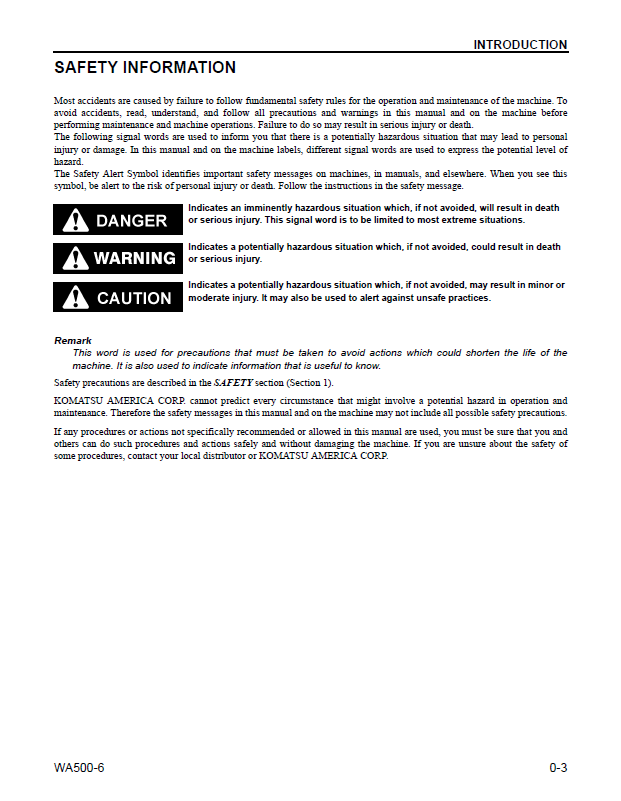 Komatsu WA500-6 Wheel Loader Service Manual CEAM023404 PDF