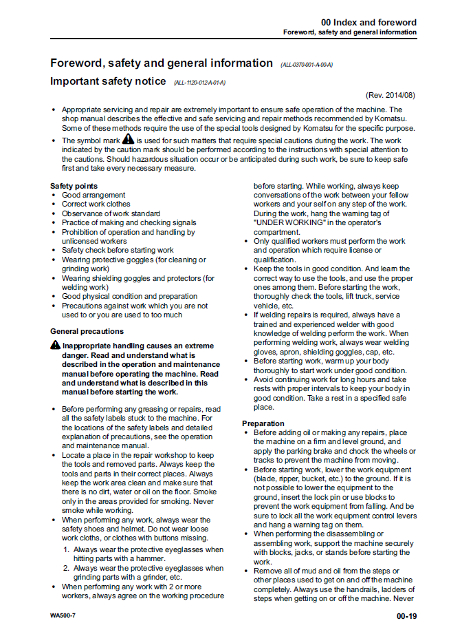 Komatsu WA500-7 Wheel Loader Shop Manual (CEBM026803) - PDF Download