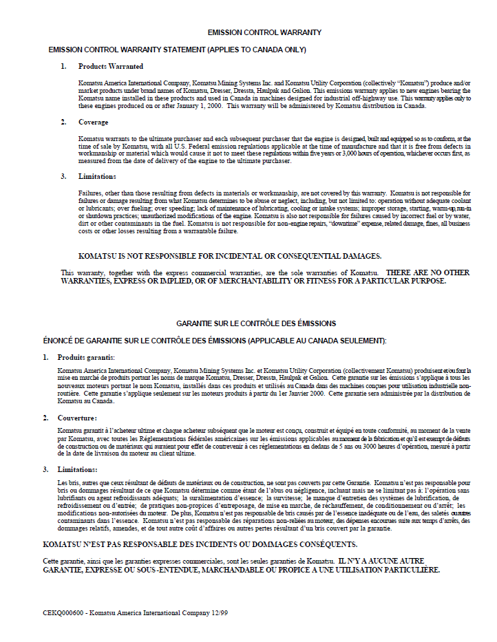Komatsu WA600-3LK Wheel Loader Service & Maintenance Manual (CEAM008202)