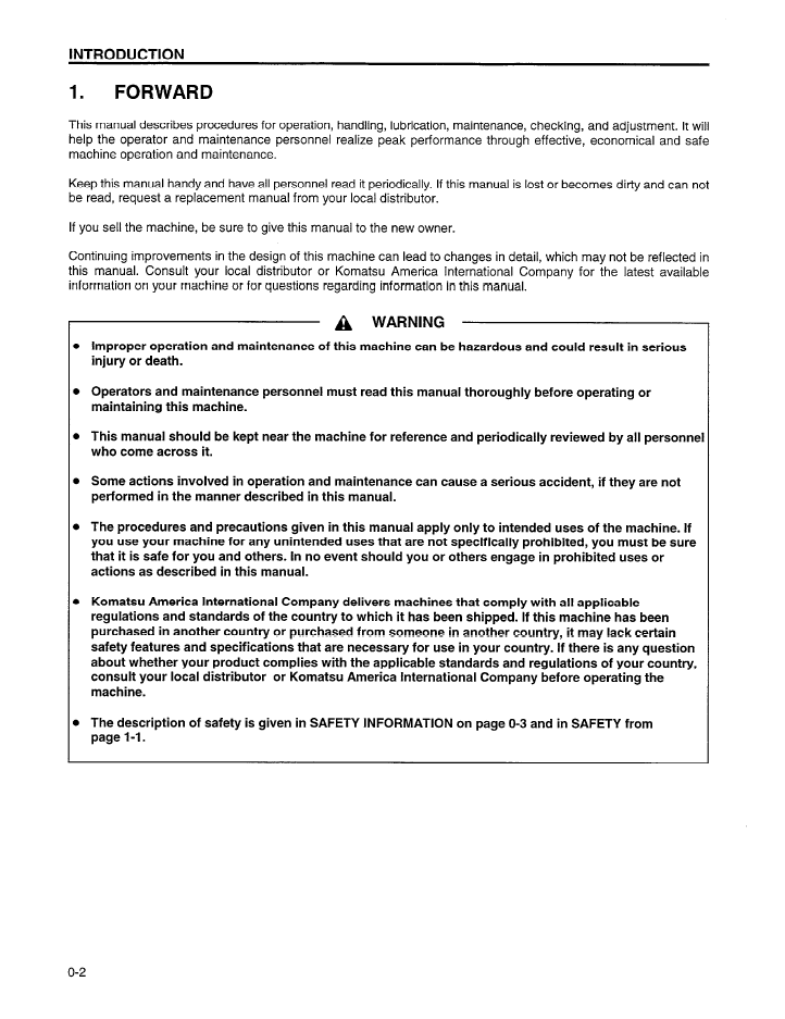 Komatsu WA600-3 Loader Operation Manual CEAD003001 PDF