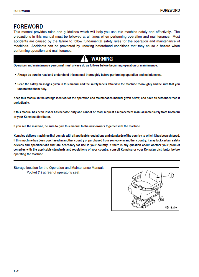 Komatsu WA600-3 Wheel Loader O&M Manual TEN00002-04 PDF