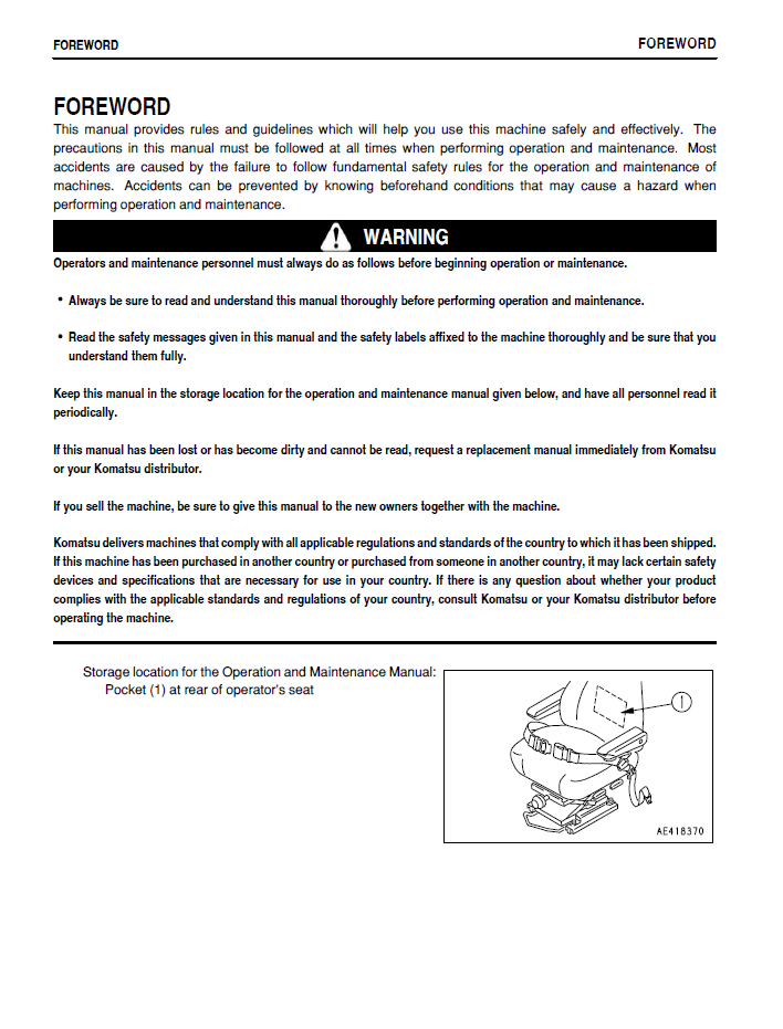 Komatsu WA600-3 Wheel Loader Operation Manual TEN00002-02D