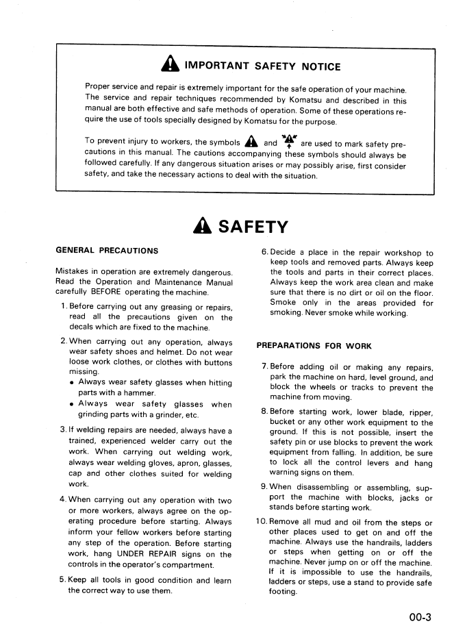 Komatsu WA70-1 Wheel Loader Workshop Manual PDF Download