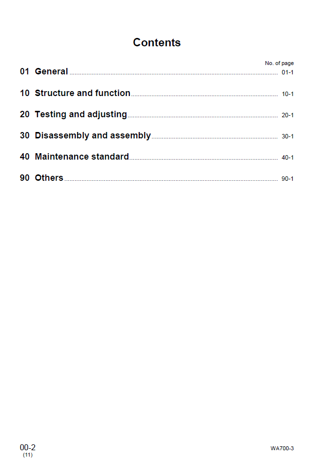 Komatsu WA700-3 Loader Repair Manual SEBM013312 PDF