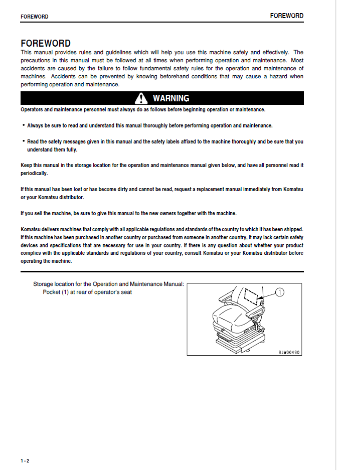 Komatsu WA700-3 Wheel Loader Operation Manual TEN00001-03D
