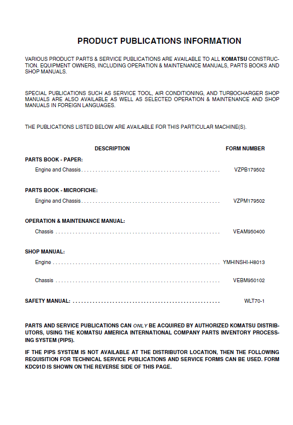 Komatsu WA75-3 Wheel Loader Operator & Maintenance Guide - PDF Download