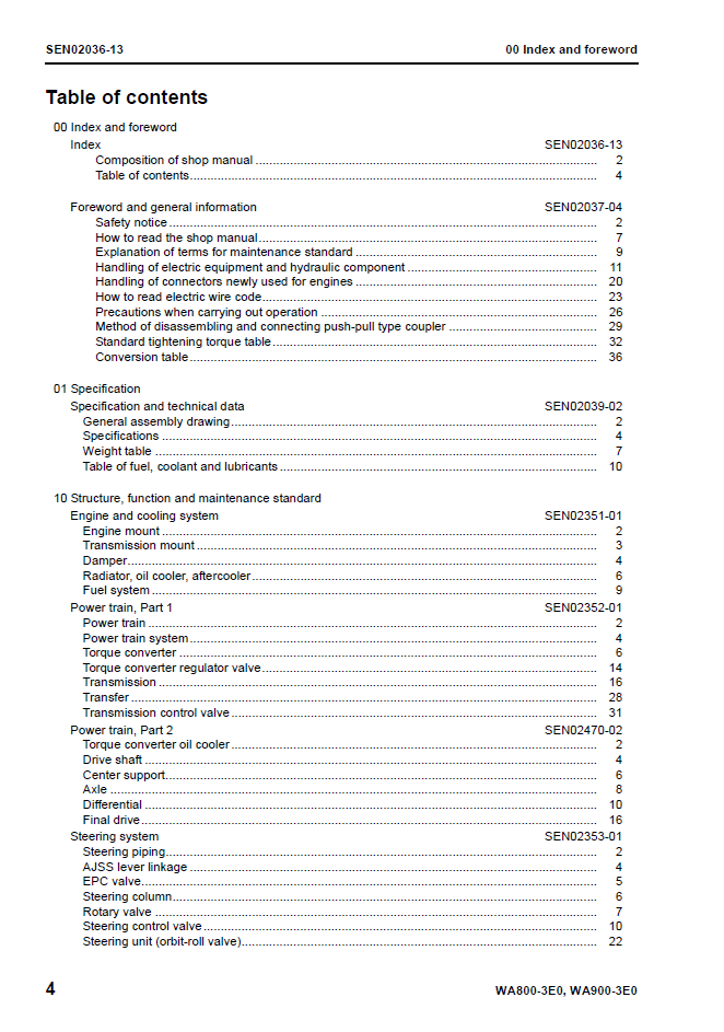 Komatsu WA800-3E0 WA900-3E0 Repair Manual SEN02034-13 PDF
