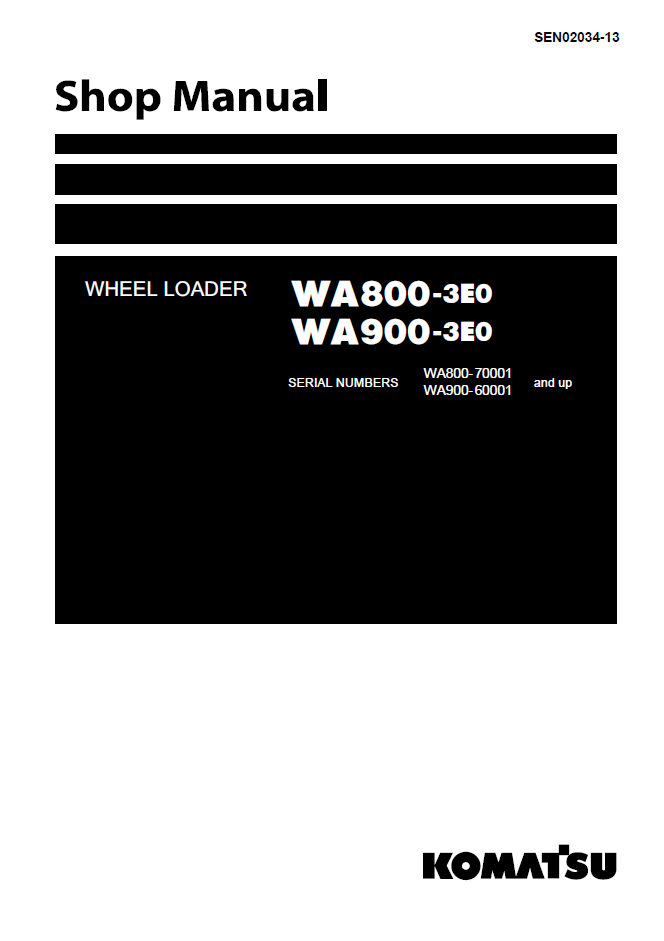 Komatsu WA800-3E0 WA900-3E0 Shop Manual SEN02034-13 PDF