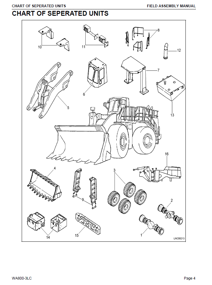 Komatsu WA800-3LC Wheel Loader Assembly Instructions CEAWD00100