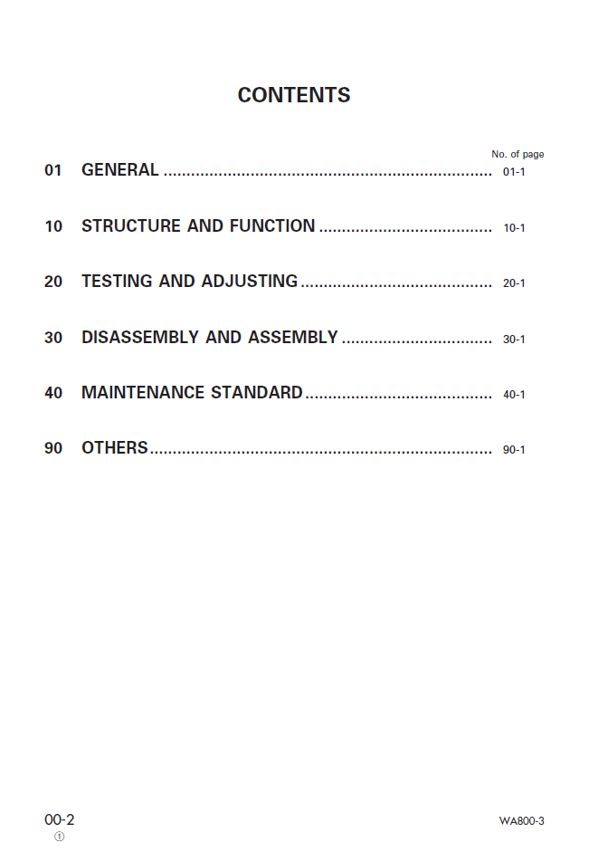 Komatsu WA800-3 Loader Repair Manual SEBM013415 PDF