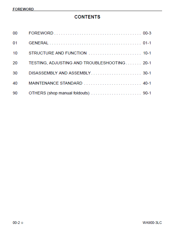Komatsu WA900-3LC Service and Repair Manual CEBD003702 PDF