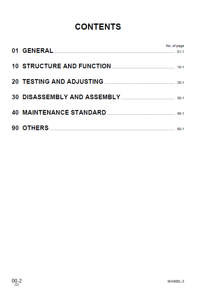 Komatsu WA900L-3 Loader Repair Manual PDF – SEBM035704