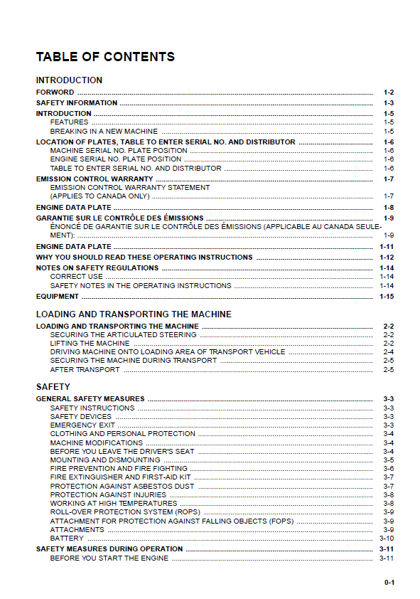 Komatsu WA95-3 Wheel Loader Maintenance, Safety & Operating Manual
