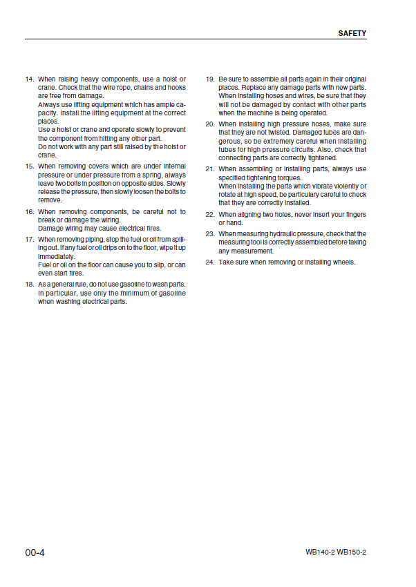Komatsu WB140-2 WB150-2 Backhoe Loader Workshop & Maintenance Manual