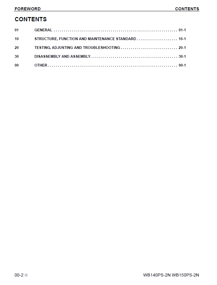 Komatsu WB140PS-2N WB150PS-2N Backhoe Loader Service Manual