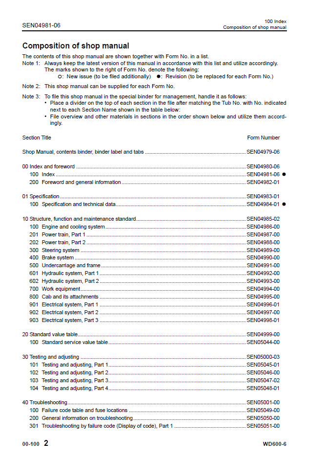 Komatsu WD600-6 Wheel Dozer Service & Repair Manual SEN04979-06