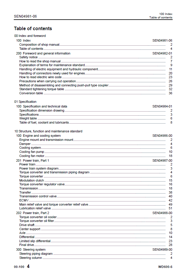 Komatsu WD600-6 Wheel Dozer Workshop Manual SEN04979-06 PDF