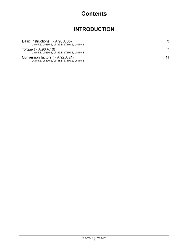 LS180B LS185 LS190B LT185B LT190B Repair Manual 6-80050NA PDF