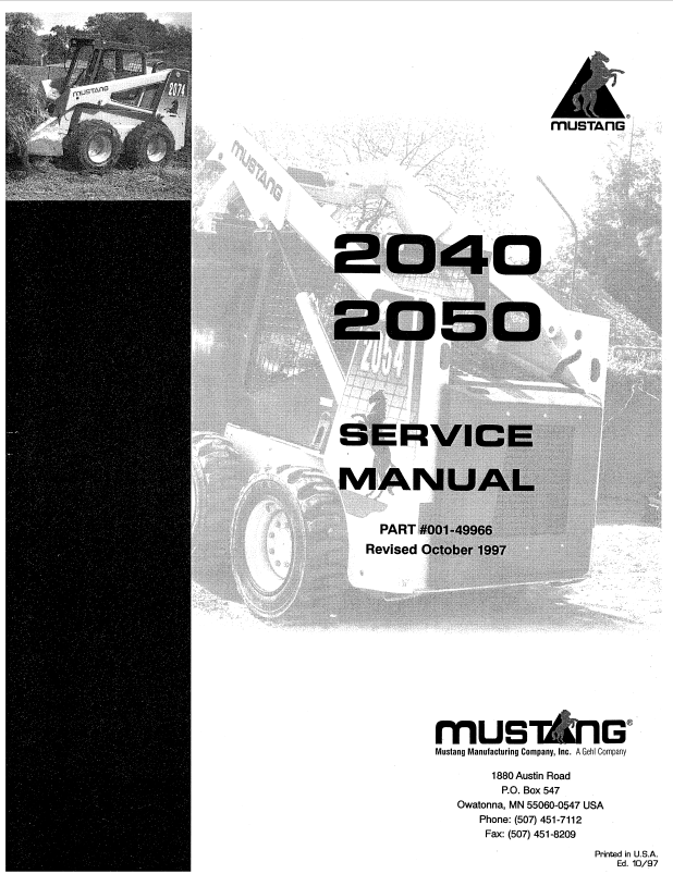 MUSTANG 2040 & 2050 Service Manual 001-49966 PDF