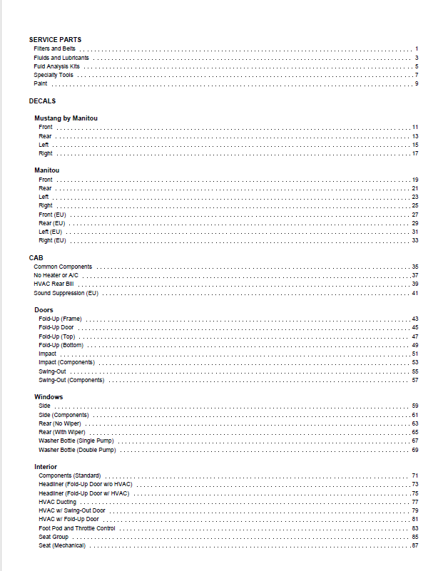 MUSTANG 2150RT Compact Track Loader Illustrated Parts Manual PDF