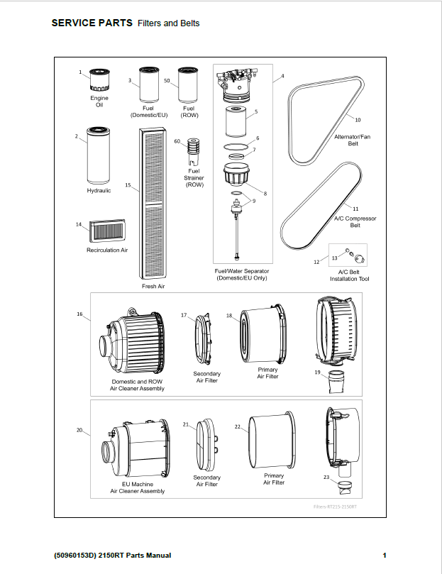 MUSTANG 2150RT Parts Catalog Manual 50960153 – Instant PDF Download
