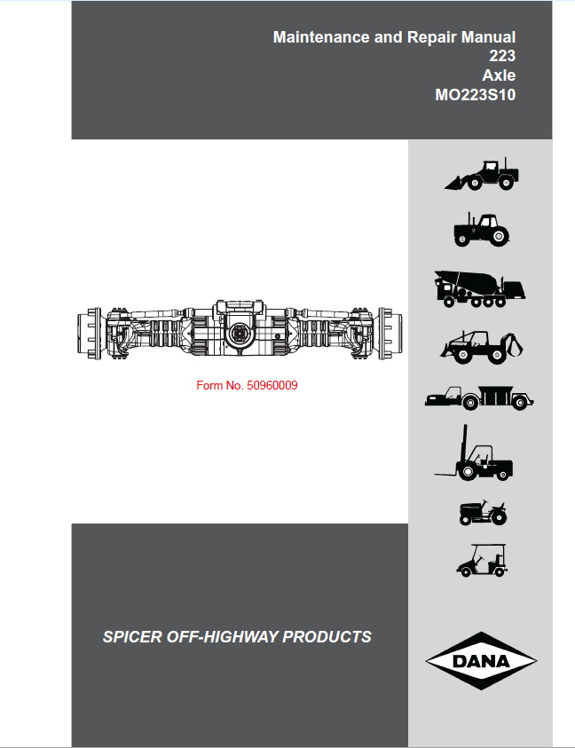 MUSTANG 223 MO223S10 Telehandler Maintenance & Repair Manual 509600 PDF