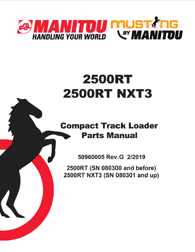 MUSTANG 2500RT Compact Track Loader Parts Catalog Manual 50960005 PDF