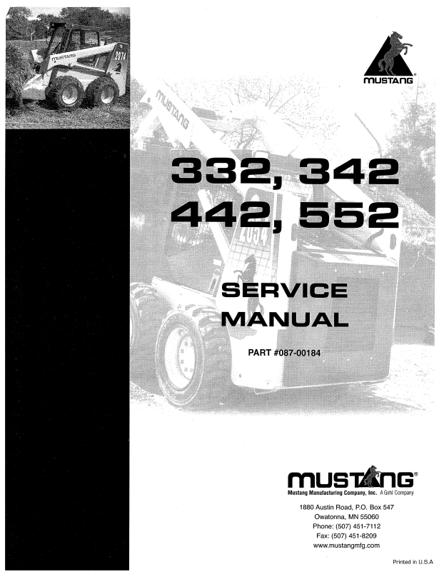 MUSTANG 332 342 442 552 Service Manual 087-00184 PDF