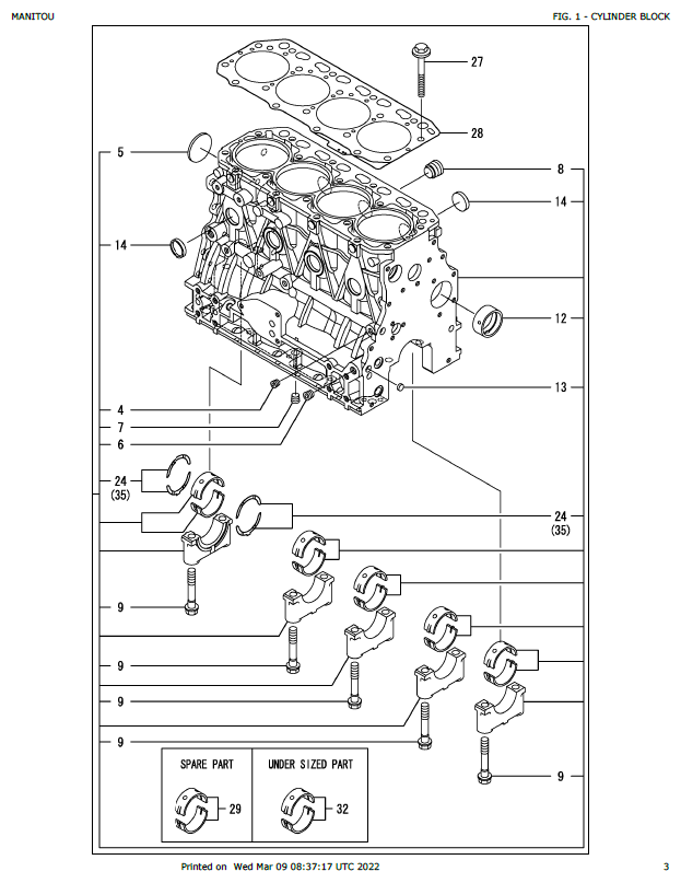 MUSTANG 4TNV88-BKMSR2 Diesel Engine Parts Catalog PDF Manual